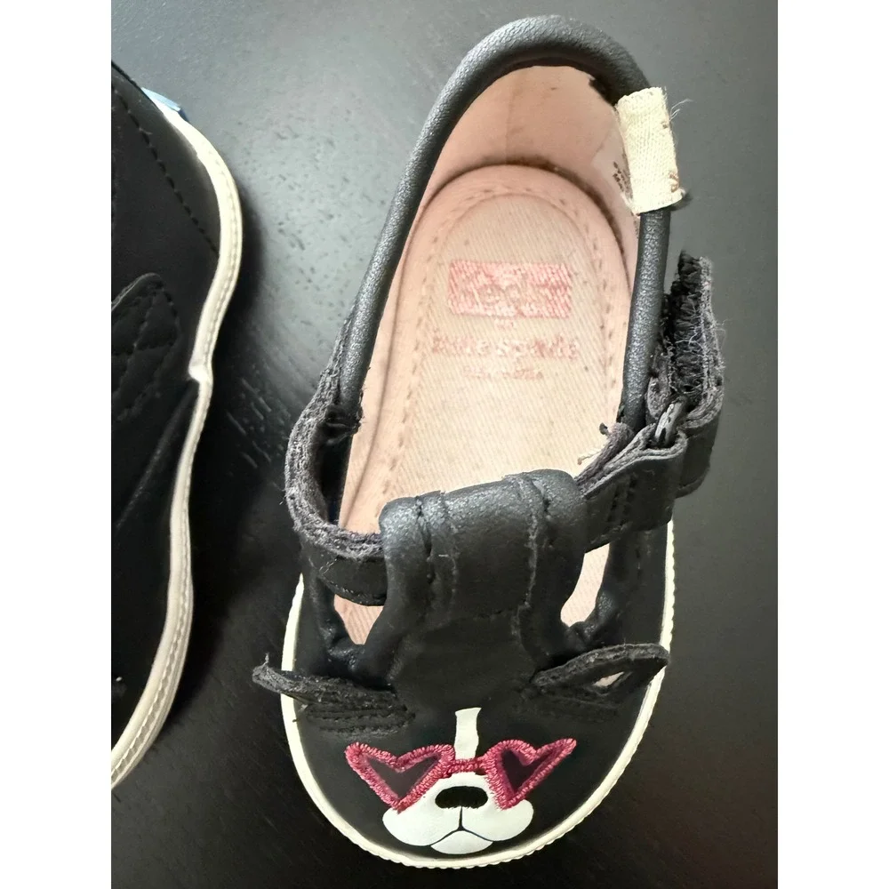 Keds x Kate Spade French Bulldog‎ Sneaker Baby T-Strap Crib Shoe Size 2M Black